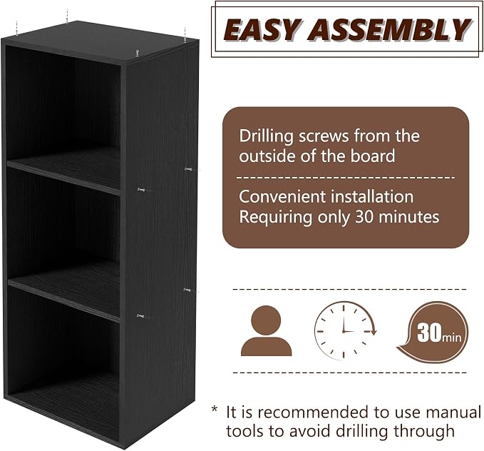 Wooden 3 Cube Storage Organizer, 3 Tier Storage Cubes Storage Display Cubby - Image 4
