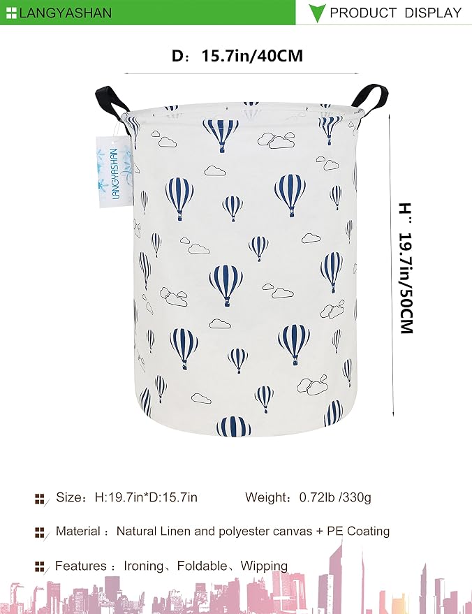 LANGYASHAN Laundry Basket Canvas Fabric Collapsible Organizer Basket - Image 2