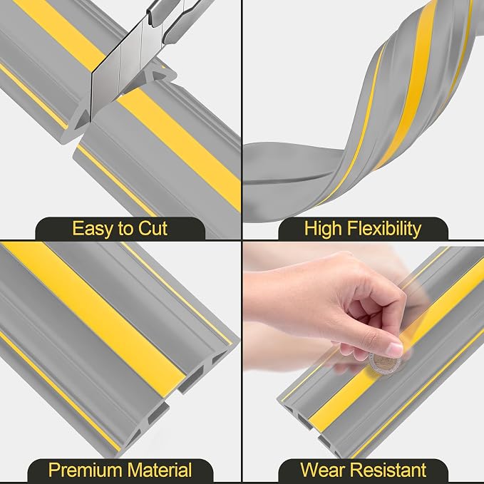 MYFAMIREA 20FT Floor Cord Cover Heavy Duty Cable Cover Protector 3 Channels - Image 4