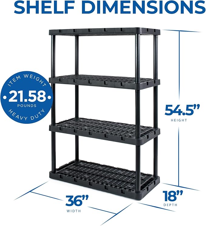 Gracious Living 3 Pack XL Heavy-Duty Storage Shelves, Knect-A-Shelf 4-Shelf - Image 3