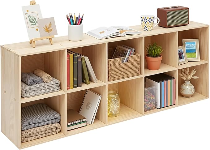 10 Cube Storage Shelf, 2-Tier Solid Wood Cube Storage Organizer, Vertical or by Unknown