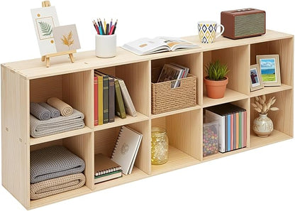 10 Cube Storage Shelf, 2-Tier Solid Wood Cube Storage Organizer, Vertical or by Unknown