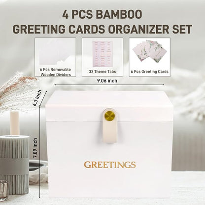 Large Bamboo Greeting Card Organizer Box - Image 2