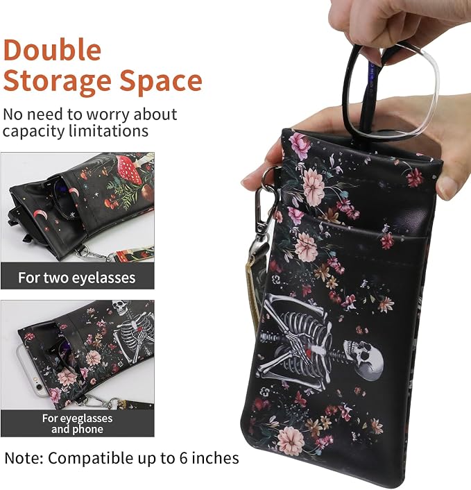 Double Eyeglass Case Soft Dual Glasses Case - Image 2