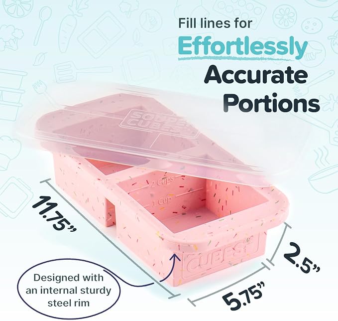 Souper Cubes 2 Cup Silicone Food Freezer Mold, Cotton Candy, Oven and Microwave - Image 2