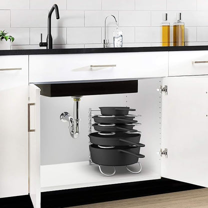CAXXA Heavy Duty Pan Rack, Pot Lid Rack, Kitchen Cabinet Pantry Cookware - Image 7
