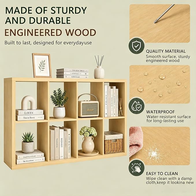 CTESNE【Wooden Thick Frame 8 Cube Storage Organizer Shelf - Image 4