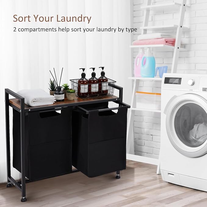 Laundry Sorter 2 Section, Laundry Hamper - Image 6