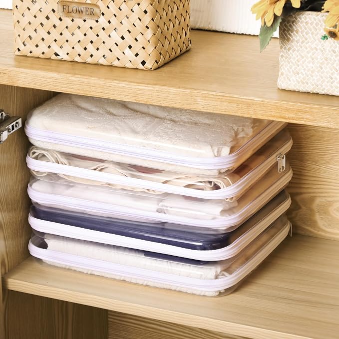 Sanwuta 6 Pcs Clear Hard Zipper Case Hard Plastic Zipper Pouches Transparent - Image 5