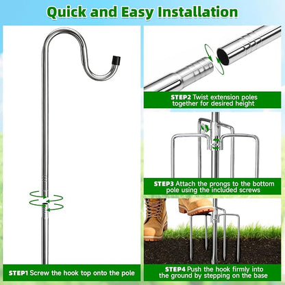 COCONUT 78 Inch Shepherds Hook for Bird Feeder, 5/8 Inch Width Heavy Duty - Image 7