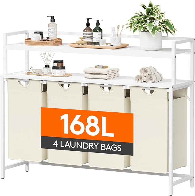 Lifewit Laundry Hamper 4 Section, 168L Pull out Laundry Clothes Basket Organizer by Lifewit