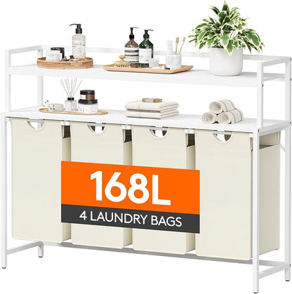 Lifewit Laundry Hamper 4 Section, 168L Pull out Laundry Clothes Basket Organizer by Lifewit