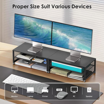 Desk Organizers and Accessories, 2-Tier Metal Computer Monitor Stand Riser - Image 4