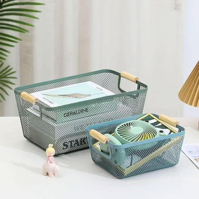AJIODA Metal Mesh Steel Basket, Large Wire Storage Organizer Basket - Image 5