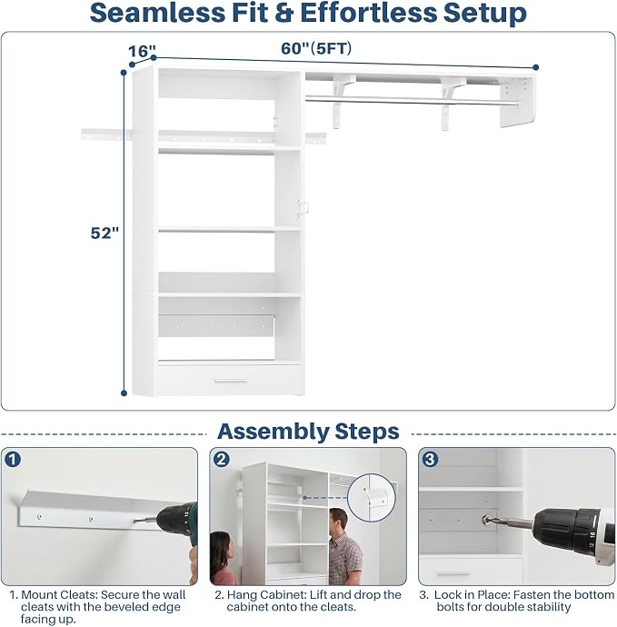 Armocity 60" Wall Mounted Laundry Room Organization - Image 7
