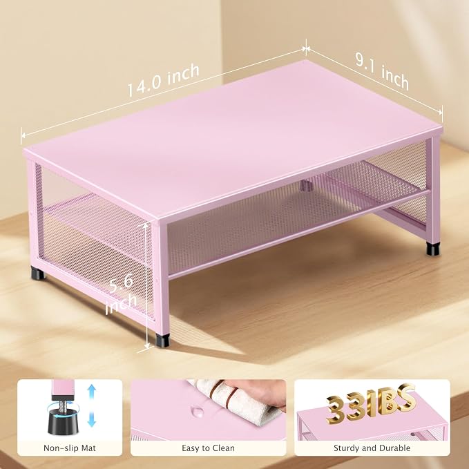 Desk Organizers and Accessories, 2-Tier Metal Computer Monitor Stand Riser - Image 7