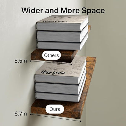 BAYKA Floating Shelves for Wall, 22.5 Inch Rustic Wood Wall Mounted Shelving - Image 6