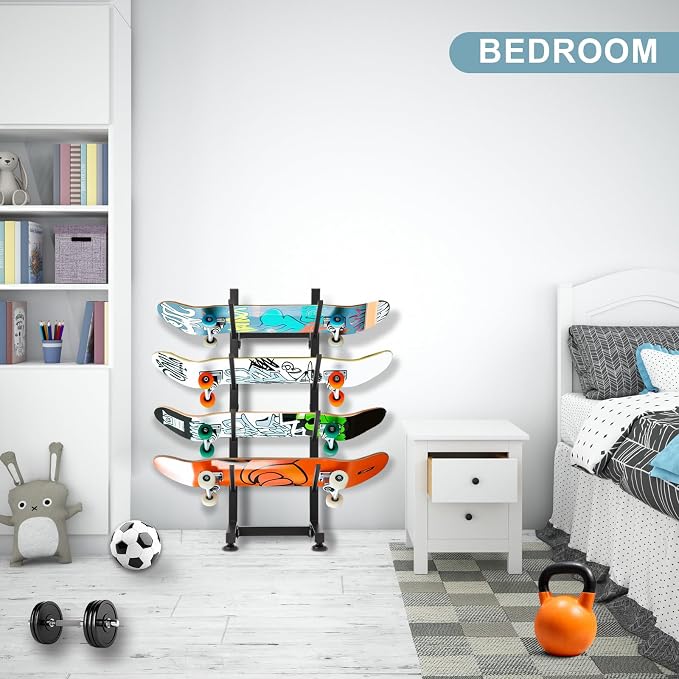 BiJun Skateboard Racks Floor Stand, 4-Layer Skateboard Holder, Snowboard - Image 3