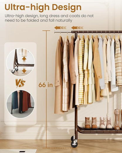 Heavy Duty Clothing Rack, Metal Clothes Rack Load 450 LBS, Rolling Coat Racks - Image 4