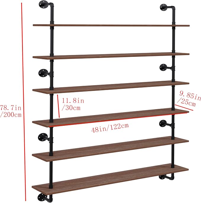 HDDFER 48 InchPipe Bookshelf Floating Shelves - Image 3