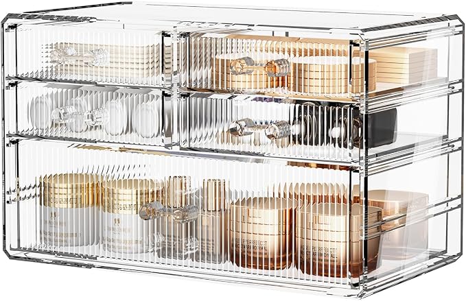 ZHIAI Stackable Storage Drawers, Acrylic Bathroom Counter Organizer Clear by ZHIAI