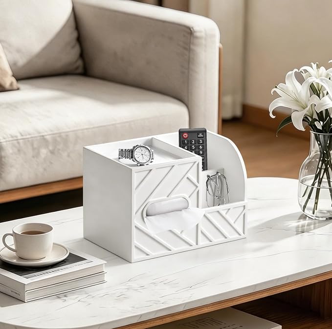 Aesthetic Tissue Box Cover, Modern Minimalist Remote Control Holder - Image 2