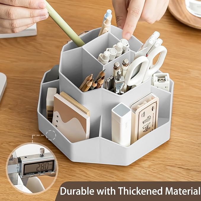 Pencil Pen Holder for Desk, 9 Slots 360 Degree Rotating Desk Organizer - Image 2