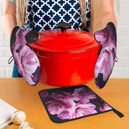 Oven Mitts and Pot Holders Sets of 3 Flowers Oven Mitts 3 Pcs Heat Resistant - Image 6