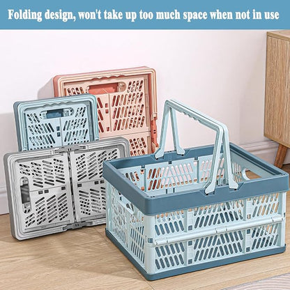 Collapsible Storage Crate with Handles, Milk Crates，33L Foldable Plastic - Image 3