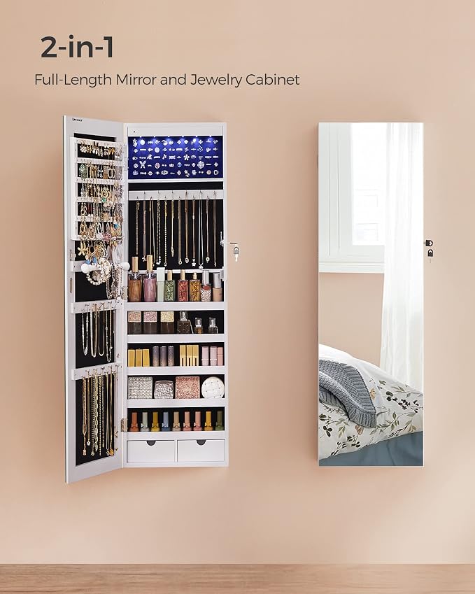 SONGMICS Hanging Jewelry Cabinet, Wall-Mounted Cabinet - Image 3