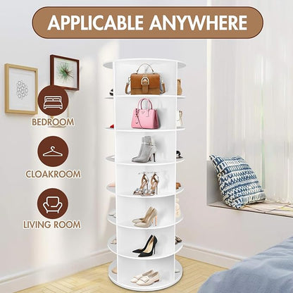 7-Tier Rotating Shoe Rack Tower, 28 Slots, 360° Revolving Storage | 23.6 in - Image 6