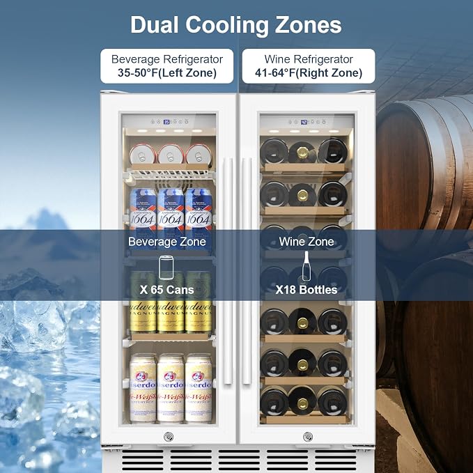 Wine and Beverage Refrigerator, 24 Inch Beverage Cooler Dual Zone - Image 2