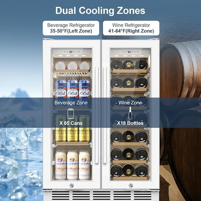 Wine and Beverage Refrigerator, 24 Inch Beverage Cooler Dual Zone - Image 2