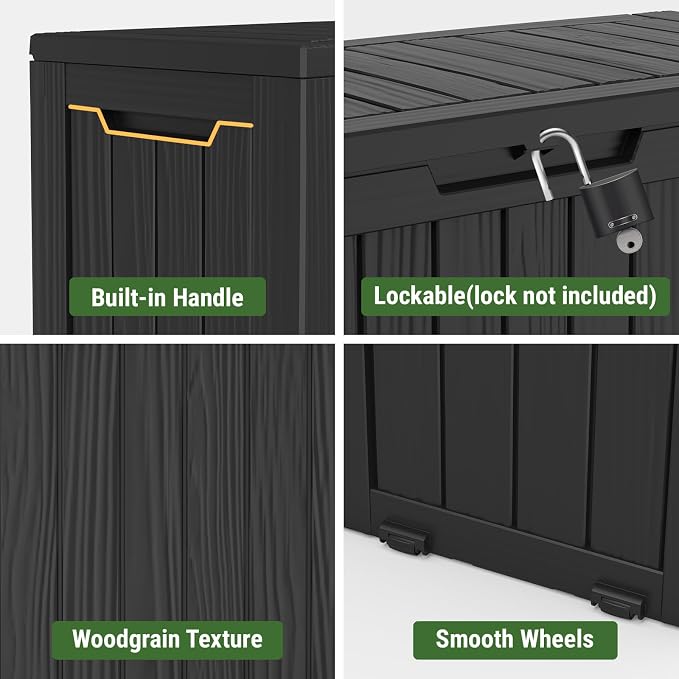 Mars Villa 72 Gallon Deck Box, Outdoor Storage Box Waterproof, Outside Resin - Image 6