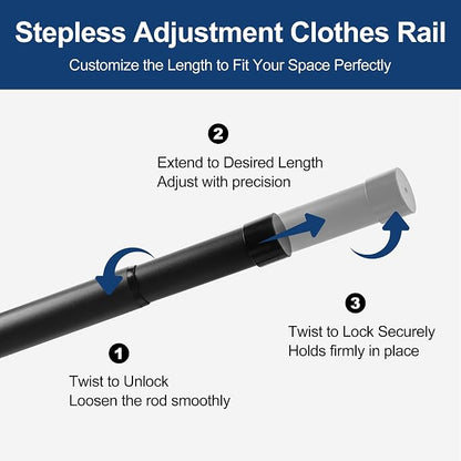 Adjustable Closet Rod for Hanging Clothes, 17-99inch Heavy Duty Metal tension - Image 6