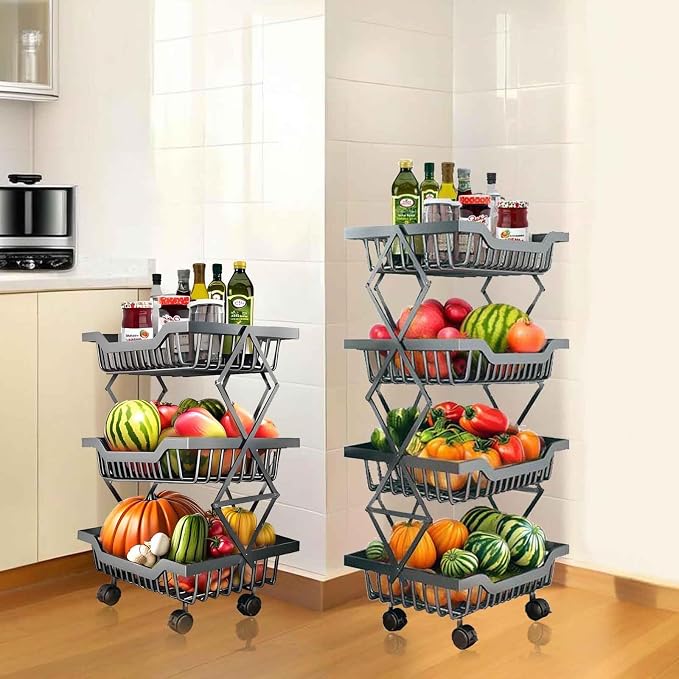 Rolling Utility Cart, Foldable Metal Shelf Organizer - Image 8