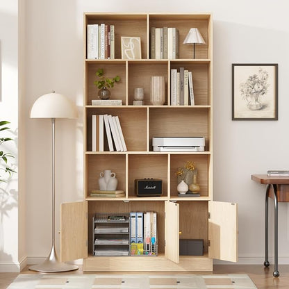 71" Tall Bookshelf with 10 Cubes and 3 Doors, 4-Tier Bookshelf, Open Shelf - Image 8