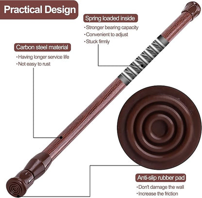 SIQUK 6 Pack Cupboard Bars Adjustable Spring Tension Rods Wood Grain - Image 2