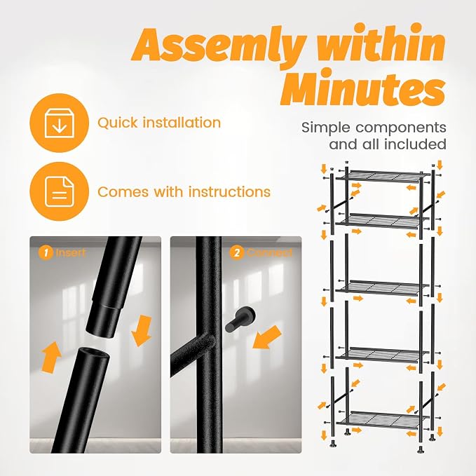 Abiglifty Storage Shelves, 5 Tier Metal Shelf Organizer, Garage Shelving - Image 4
