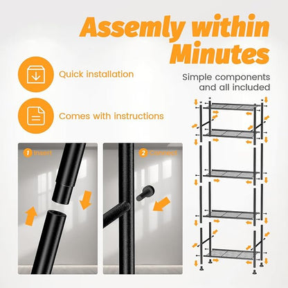 Abiglifty Storage Shelves, 5 Tier Metal Shelf Organizer, Garage Shelving - Image 4