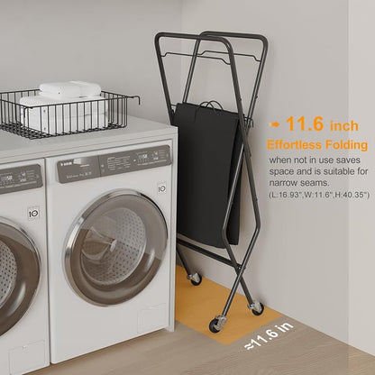 Laundry Basket with Wheels:88L Rolling Laundry Cart Foldable Metal Frame Dirty - Image 6