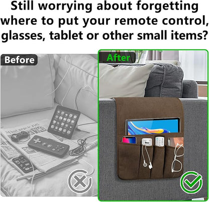 Couch Organizer Remote Control Holder Armchair Caddy, Anti Slip Corduroy Tv - Image 3