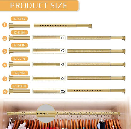 1.3 Inch Diameter Closet Rods for Hanging Clothes 17-64 Inch Adjustable - Image 6