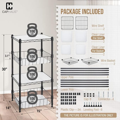 CAPHAUS NSF Wire Shelving Unit w/Baskets & Liner, Storage Rack Corner Shelves - Image 3