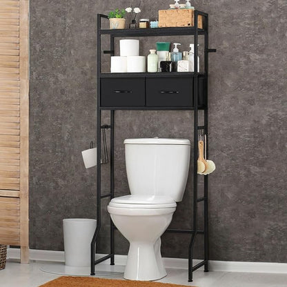 YBING Black Over The Toilet Storage Cabinet, Over Toilet Bathroom Organizer by YBING