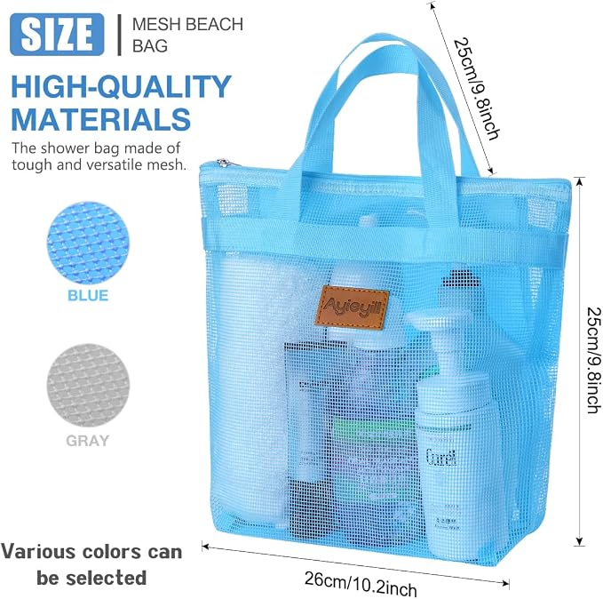 Portable Mesh Shower Caddy Tote, Quick Dry Tote Bag Mesh Beach Bags - Image 2