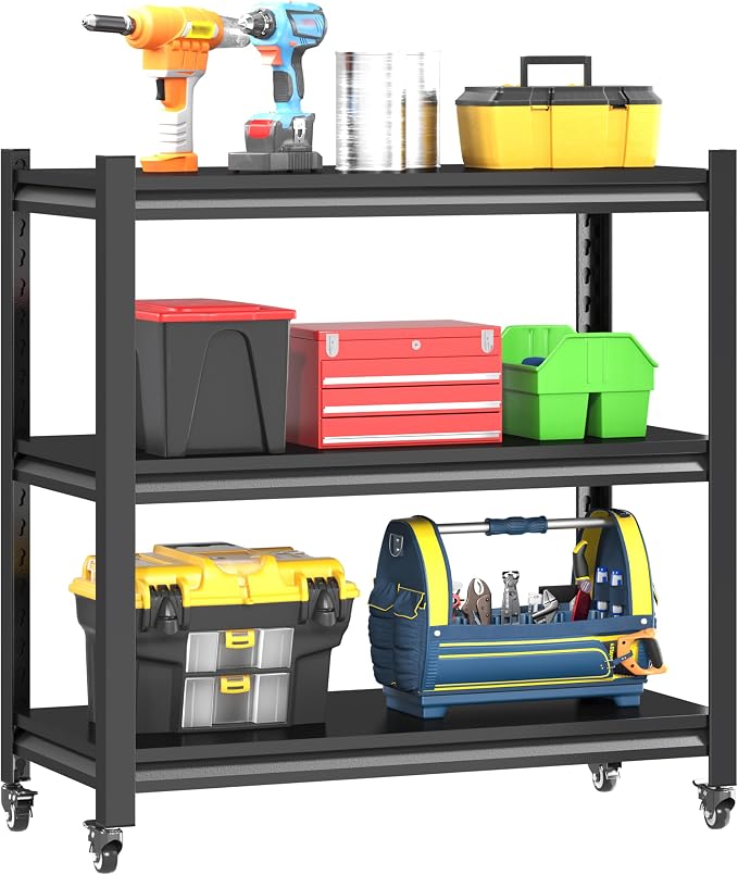 Standing Storage Racks, 3 Tier Garage Shelving Heavy Duty Adjustable Garage by Kooyon