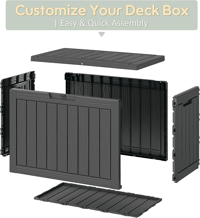 48 Gallon Outdoor Storage Deck Box Waterproof, Garden Tool, Backyard Cushion - Image 3