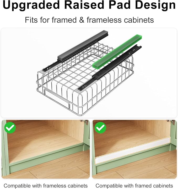 Pull out Cabinet Organizer, Stainless Steel 4-Pack Slide out Drawer - Image 3