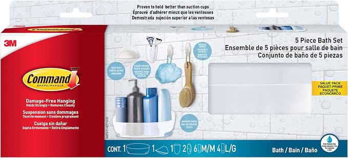 Command Bathroom Accessories, 5 Piece Bathroom Organizer Set by Unknown